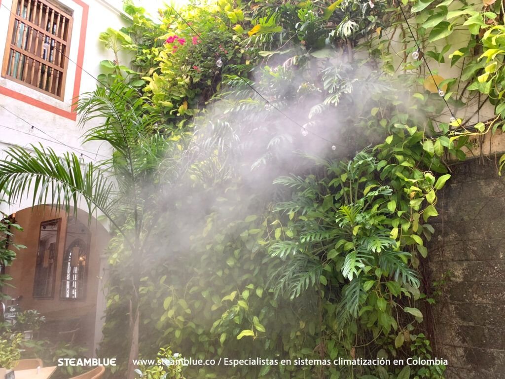 Climatizacion de exteriores con nebulizadores de agua en restaurantes medellin 2